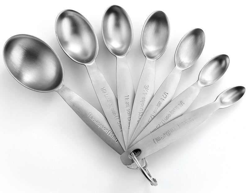 Spring Chef Stainless Steel Measuring Spoons Set of 7, Oval Metal Teaspoon & Tablespoon Measuring Spoons - Nesting Kitchen Gadgets For Baking & Cooking, Dual Measurements - Dry & Liquid Ingredients - Image 1